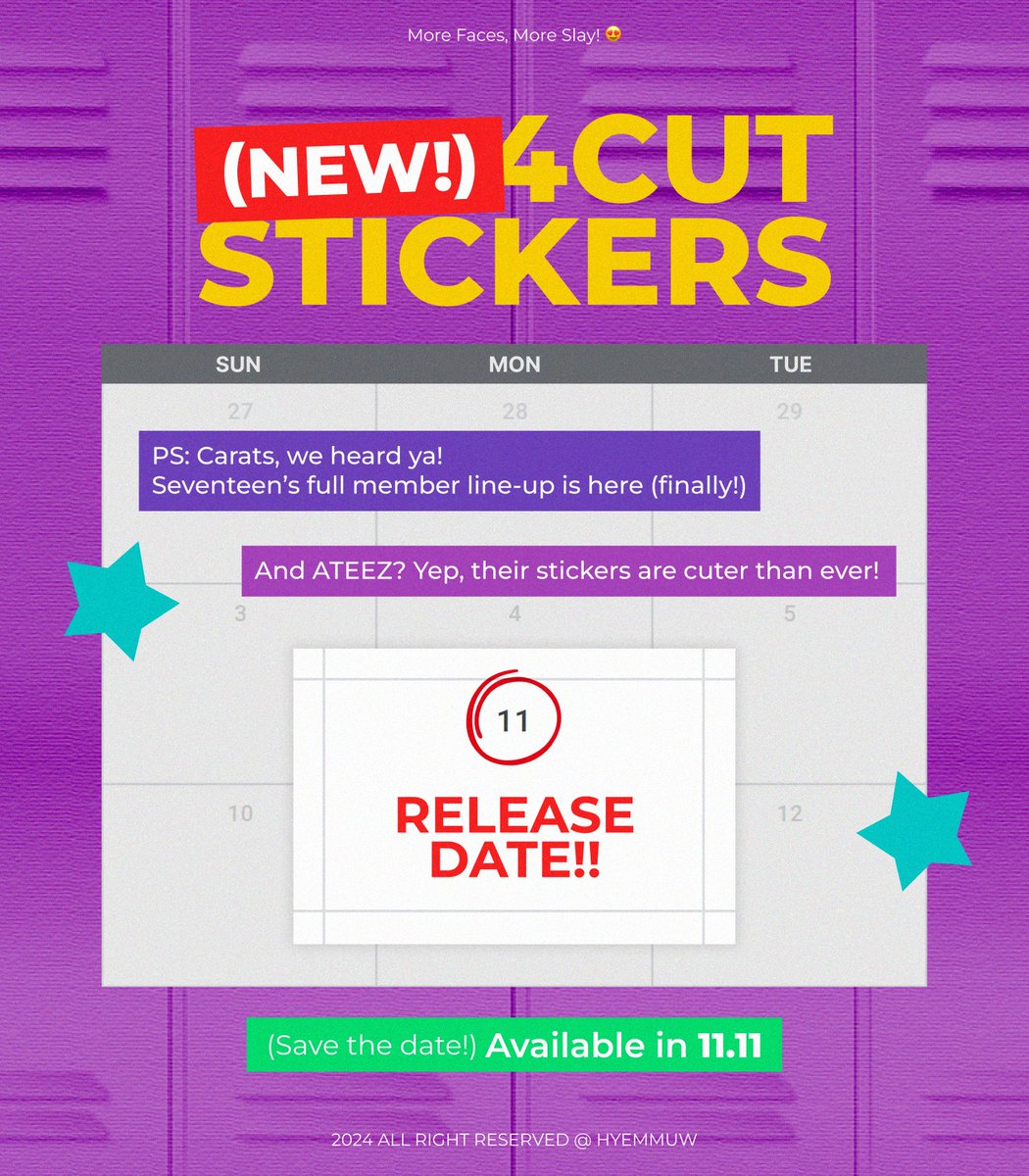 More Faces, more slay! 🤩 ㅡ Hi Carats and ATINY! Our 4 Cut Stickers just got a brand new designs. And good news for Seventeen - sekarang udah lengkap all members💥‼️

NOW AVAILABLE ON SHOPEE
🛒 shopee.co.id/hyemmuw