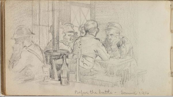 'Before the Battle of the Somme', a sketch by William Harold Hutchings, 1916.
 Hutchings, who spent most of his life in Northwich, served in the Royal Army Medical Corps between 1916-1918.

To discover more of our military collections, visit buff.ly/3NVkyrL