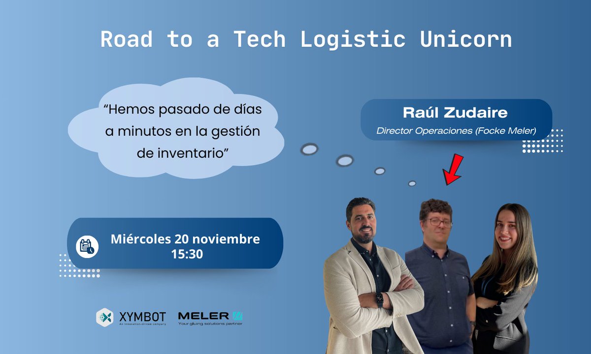 🗓️ ¡SAVE THE DATE! Miércoles 20 de noviembre

¿Sabías que puedes reducir tu gestión de inventario de días a minutos? 🚀
Webinar LinkedIn: Road to a Tech Logistic Unicorn
🗓️ Fecha: Miércoles 20 de noviembre
🕒 Hora: 15:30 h
🎙️ Invitado: Raúl Zudaire, Director de Operaciones  Meler