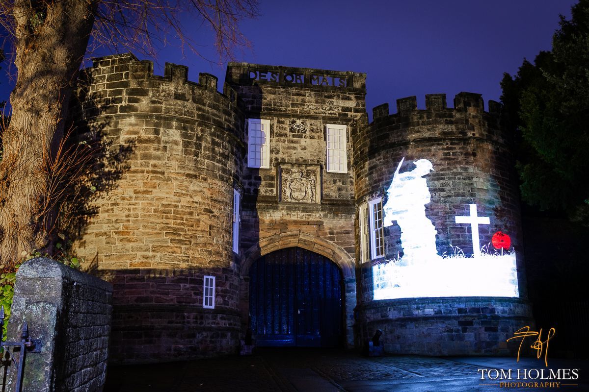 "At the eleventh hour of the eleventh day of the eleventh month, we will remember them"

Light projections on Skipton War Memorial and Skipton Castle, photographed Remembrance Sunday 2024.

© Tom Holmes / buff.ly/2q2s0de