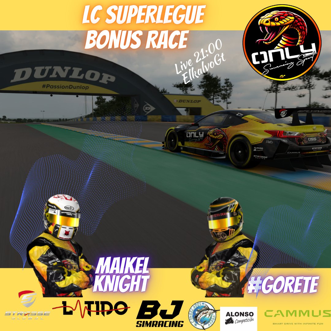 Only Simracing Sport (@onlysimracingsp) on Twitter photo Carrera clave de la temporada en LC Superlegue de <a href="/community_lc/">LC Community</a>
#Lemans estamos listos VamOSS.
21:00 en 📺 <a href="/elKalvo_F1/">elKalvoGT</a>
Gooo <a href="/Maikel_Knight11/">David Alonso Ramos</a> & #Gorete
#Cullenliveriies #strasse #Gt7 #simracing Carrera clave de la temporada en LC Superlegue de <a href="/community_lc/">LC Community</a>
#Lemans estamos listos VamOSS.
21:00 en 📺 <a href="/elKalvo_F1/">elKalvoGT</a>
Gooo <a href="/Maikel_Knight11/">David Alonso Ramos</a> & #Gorete
#Cullenliveriies #strasse #Gt7 #simracing