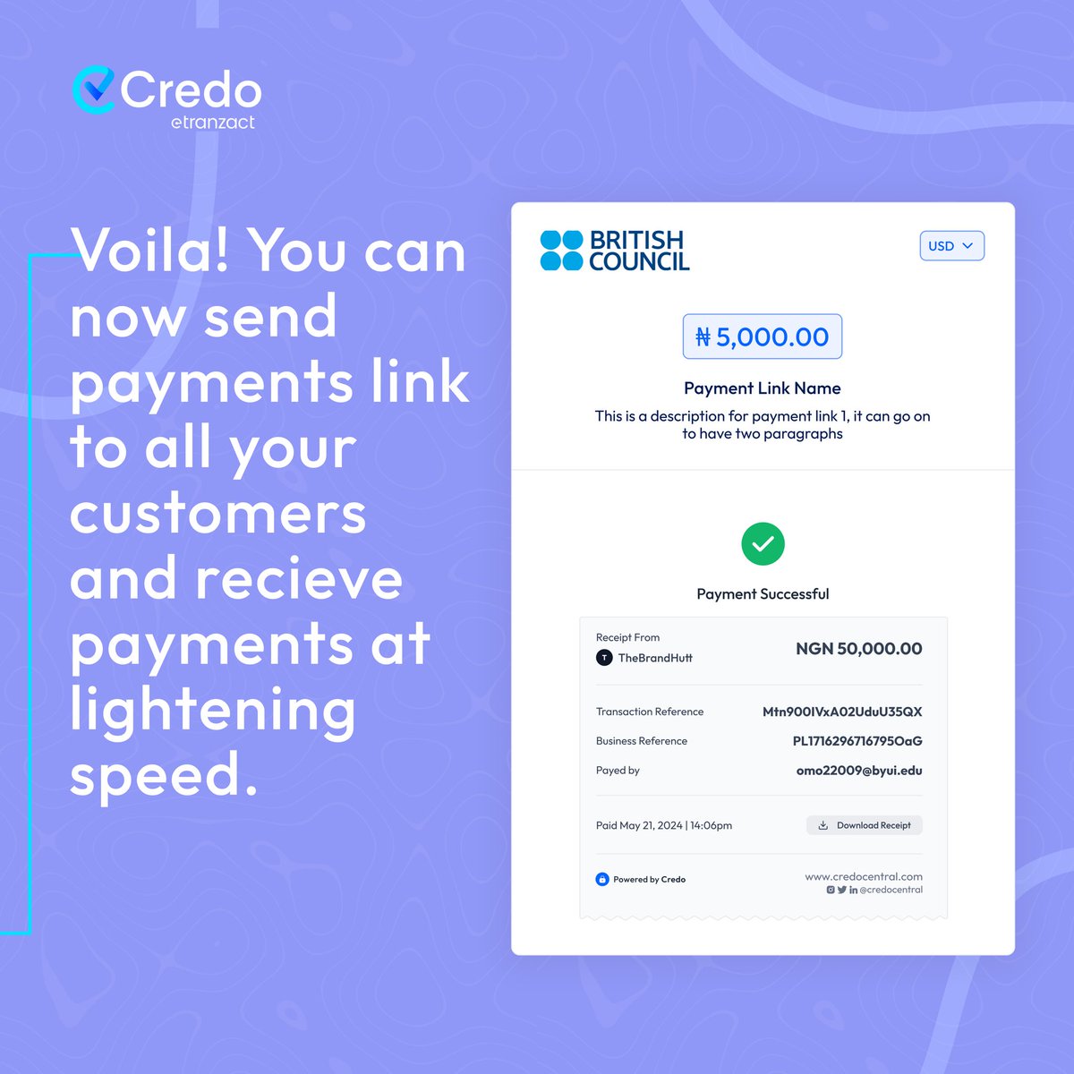 Nothing much, just letting you in on a little secret🙂

#credocentral #paymentlinks #smarterpayment