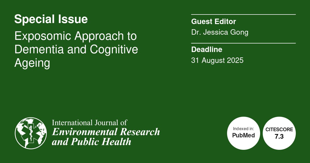 JessicaYGong's tweet photo. I am guest-editing a Special Issue for the International Journal of Environmental Research and Public Health! 
https://t.co/Mx0PBLjCHy

We welcome research to deepen our understanding of the environmental impact on dementia and cognitive ageing. 🌏🧠

Submit by August 31, 2025. https://t.co/71hwEf83iI