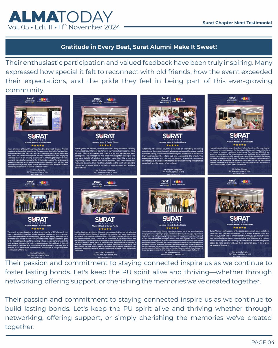 ParulAlumni's tweet image. 🪔 November’s Diwali Cheer, Alma Today is Here! 📖

#AlmaToday
#AlumniNewsletter
#DiwaliEdition
#PUAlumniAssociation
#ParulUniversity