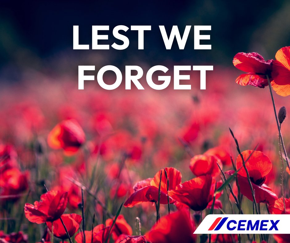 CEMEX_UK's tweet photo. Today we remember and honour those who have lost their lives in service to our country. We are forever grateful for their bravery and dedication. ❤️
Lest we forget.
#RemembranceDay #NeverForget #RememberToRemember https://t.co/FfkJouJAR3
