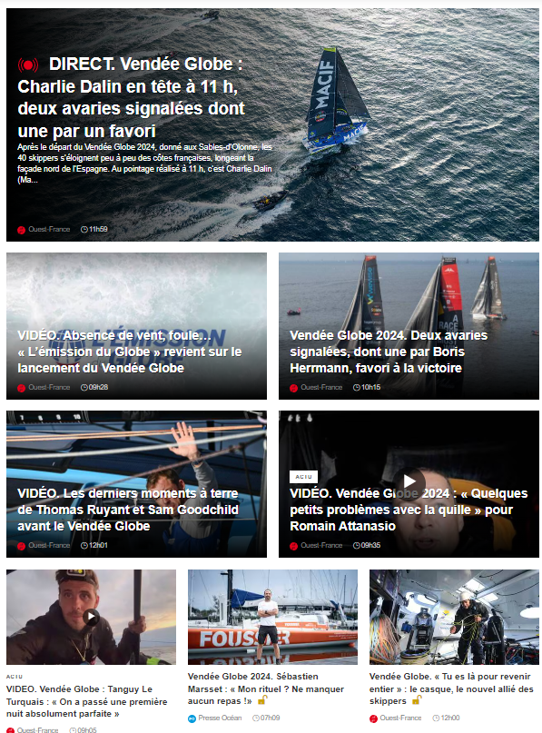 Cyril Petit (@cyrilpetit) on Twitter photo Le quotidien, le site, "Le Journal du Globe", "L'Emission du Globe"...
Le <a href="/VendeeGlobe/">Vendée Globe</a> , c'est avec <a href="/OuestFrance/">Ouest-France</a> ! Le quotidien, le site, "Le Journal du Globe", "L'Emission du Globe"...
Le <a href="/VendeeGlobe/">Vendée Globe</a> , c'est avec <a href="/OuestFrance/">Ouest-France</a> !