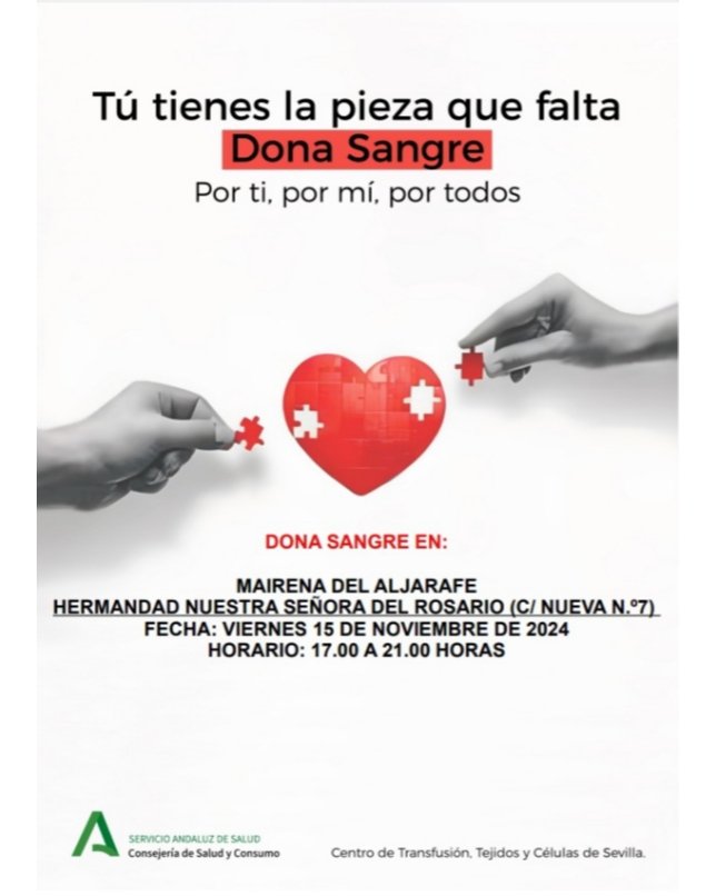 𝗖𝗔𝗠𝗣𝗔𝗡̃𝗔 𝗗𝗘 𝗗𝗢𝗡𝗔𝗖𝗜𝗢́𝗡 𝗗𝗘 𝗦𝗔𝗡𝗚𝗥𝗘 | 𝟭𝟱  𝗗𝗘 𝗡𝗢𝗩𝗜𝗘𝗠𝗕𝗥𝗘 𝗗𝗘 𝟮𝟬𝟮𝟰.

𝗟𝗨𝗚𝗔𝗥: Casa de Hermandad de Nuestra Señora del Rosario, en C/Nueva, 7. De 17:00 a 21:00 horas.

            𝗗𝗢𝗡𝗔 𝗦𝗔𝗡𝗚𝗥𝗘🩸
       por ti, por mi, por todos