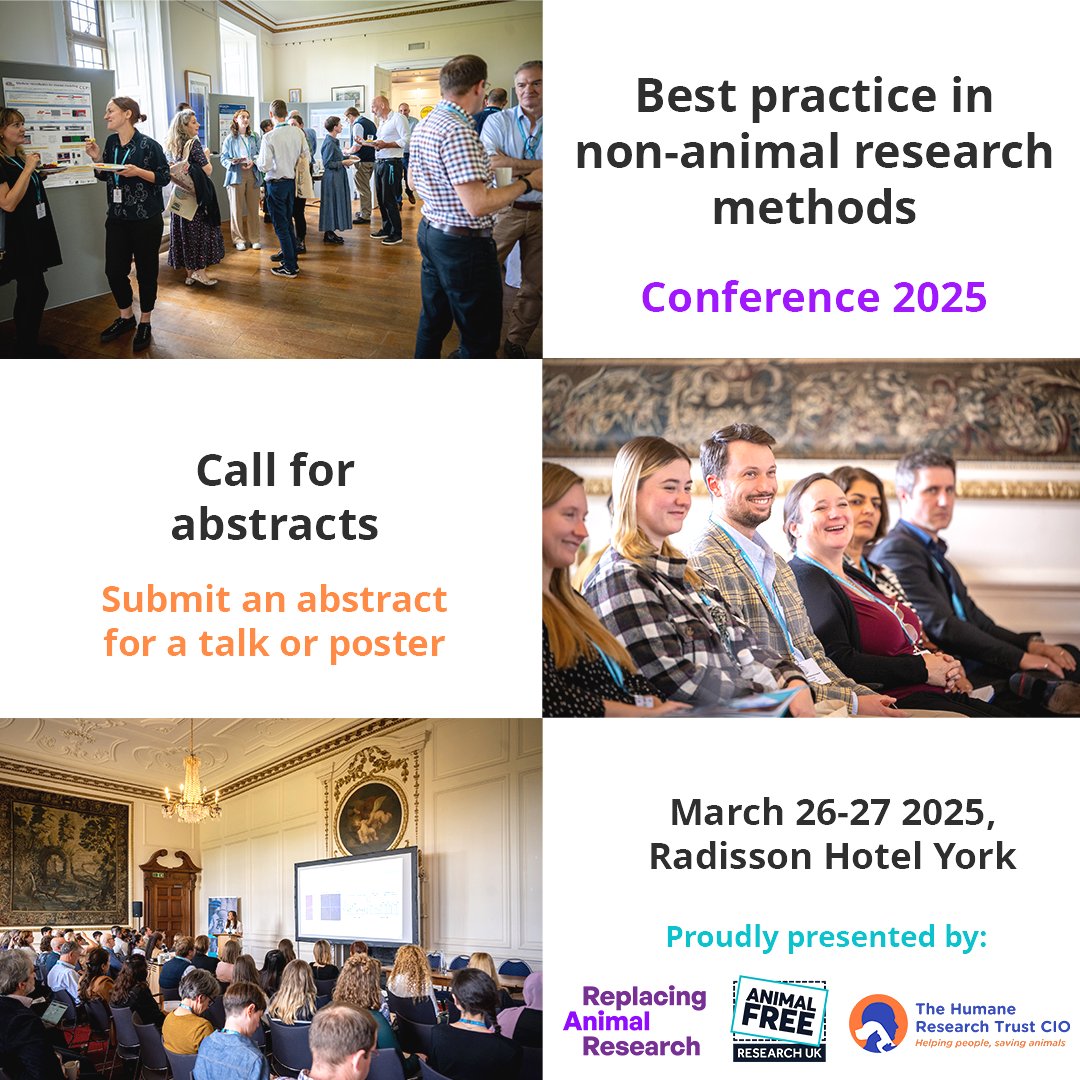 📣 DEADLINE EXTENDED!

Submit your talk or poster abstracts for our upcoming joint conference, Best Practice in Non-Animal Research Methods.

The deadline for submissions is now Sunday 24th Nov 2024.
 
Find full event information here: lnkd.in/dhY3F7C
#animalfree #science