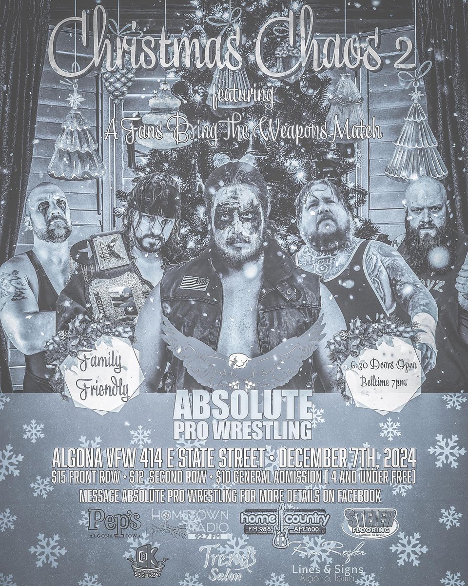 Last show for 2024- This zebra returns home to Algona, IA for <a href="/ProAbsolute/">Absolute Pro Wrestling</a> #ChristmasChaos2! 

#AbsoluteProWrestling