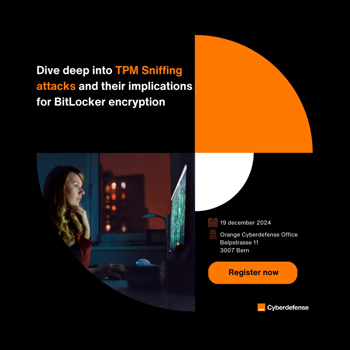 🚀🛡️ Join us for a captivating workshop: "Exploiting TPM Sniffing" on 19 December in our office in Bern.

👉 Seize this opportunity and reserve your spot now: ow.ly/Sbip50U4cms

*Event reserved for customers and prospects only.

#Networking #Innovation #OrangeCyberdefense