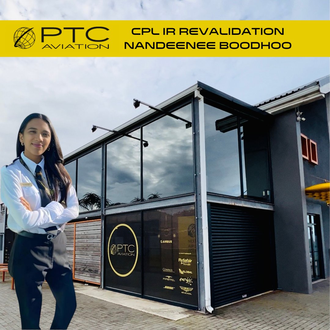 Huge shoutout to Nandeenee Boodhoo for completing her CPL Revalidation with us here at PTC! 
A few words from Nandeenee: "Really nice experience, nice structured course and friendly staff."
 #CPLRevalidation #PTCAviation #AviationTraining #AviationCommunity #PilotLife