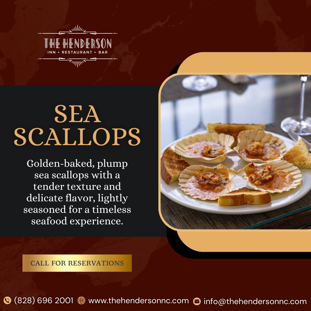 TheHendersonNC's tweet photo. These mouthwatering scallops are sure to become a favorite!

🌐https://t.co/DI2N5zaTXz
📞(828) 696 2001 

#TheHenderson #HendersonvilleNC #BlueRidgeMountains #HistoricInn #BedandBreakfast #AlFrescoDining #HarveysRestaurant #GourmetDining https://t.co/Omw7Yvq3Ur