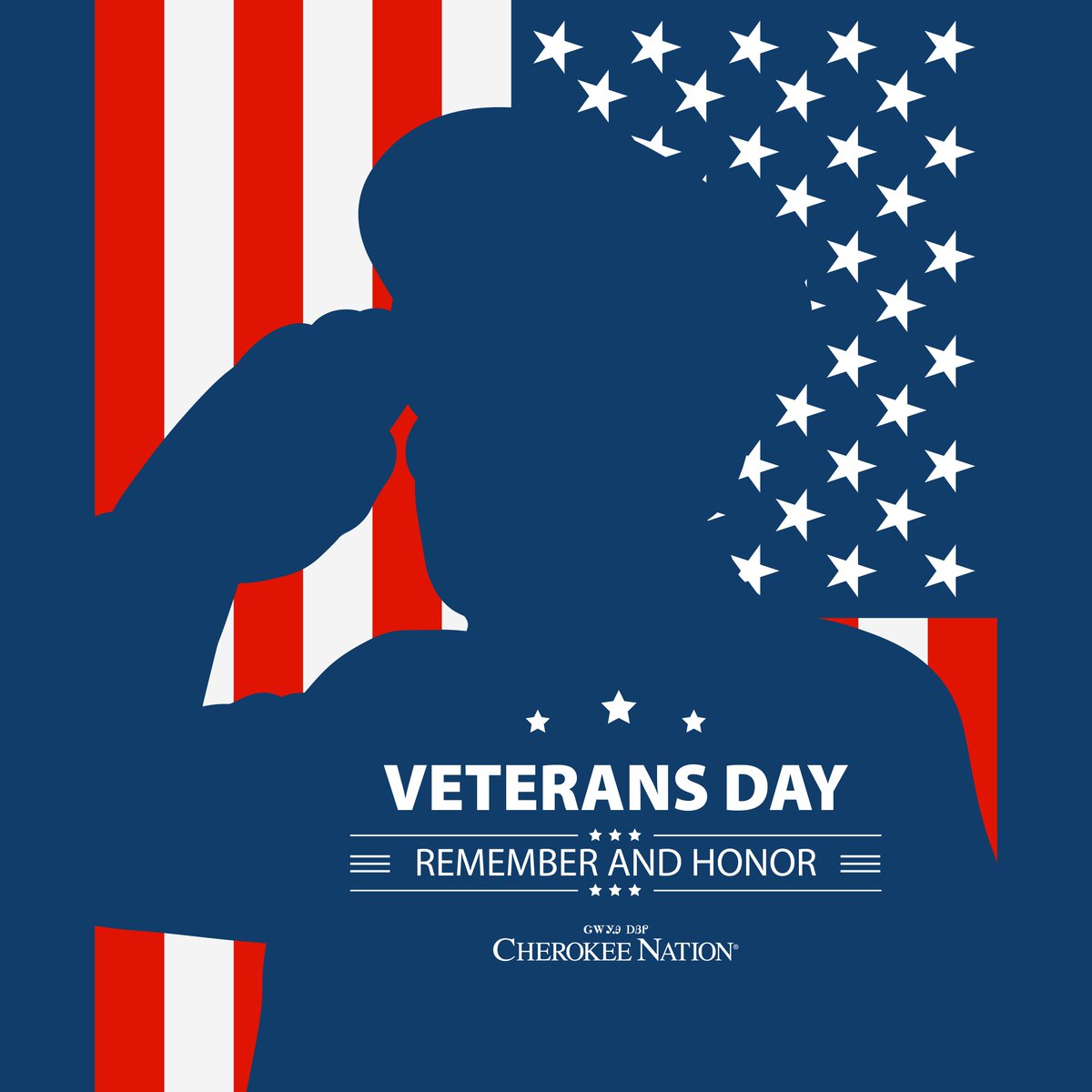 Today, we recognize and honor all of the #veterans who answered the call of duty to protect our freedom. ❤️ Please take a moment to thank a veteran for your freedom and for their sacrifices. 🤍

From all of us here at the Cherokee Nation, wado for your service. 💙 #VeteransDay