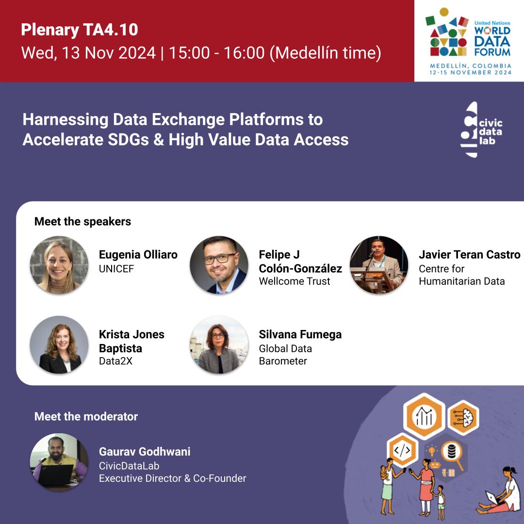CivicDataLab (@civicdatalab) on Twitter photo At #UNWorldDataForum join us for an exhilarating discussion on Harnessing #DataExchange Platforms to Accelerate #SDGs and #HighValueData.
Let build resilient #DataCollaboratives!
<a href="/CivicDatalab/">CivicDataLab</a> <a href="/UNStats/">UNStats</a> <a href="/UNDataForum/">UN World Data Forum</a> <a href="/humdata/">OCHA Centre for Humanitarian Data</a> <a href="/UNICEF/">UNICEF</a> <a href="/Data2X/">Data2X</a> <a href="/databarometer/">Global Data Barometer</a> <a href="/wellcometrust/">Wellcome</a> At #UNWorldDataForum join us for an exhilarating discussion on Harnessing #DataExchange Platforms to Accelerate #SDGs and #HighValueData.
Let build resilient #DataCollaboratives!
<a href="/CivicDatalab/">CivicDataLab</a> <a href="/UNStats/">UNStats</a> <a href="/UNDataForum/">UN World Data Forum</a> <a href="/humdata/">OCHA Centre for Humanitarian Data</a> <a href="/UNICEF/">UNICEF</a> <a href="/Data2X/">Data2X</a> <a href="/databarometer/">Global Data Barometer</a> <a href="/wellcometrust/">Wellcome</a>
