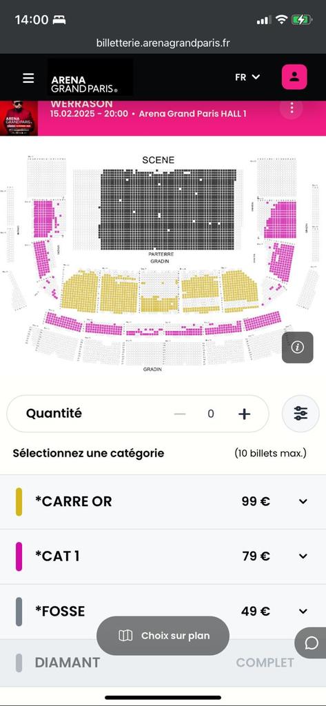 Quelques Minutes après ouverture de la billetterie de son concert à l’arena Grand Paris werrason fait sold out dans la catégorie Diamant