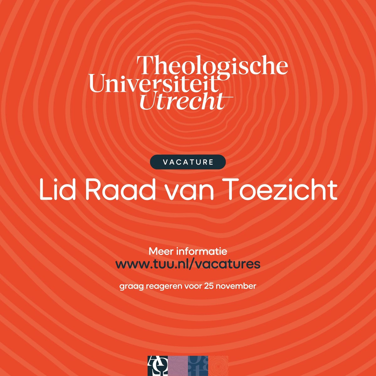 Theologische Universiteit Utrecht (@utrechttu) on Twitter photo ๐๐๐๐๐ญ๐ฎ๐ซ๐: ๐๐ข๐ ๐๐๐๐ ๐ฏ๐๐ง ๐๐จ๐๐ณ๐ข๐๐ก๐ญ
๐๐ณ๐ฐ๐ง๐ช๐ฆ๐ญ: ๐ซ๐ถ๐ณ๐ช๐ฅ๐ช๐ด๐ค๐ฉ/ ๐ฃ๐ฆ๐ฅ๐ณ๐ช๐ซ๐ง๐ด๐ท๐ฐ๐ฆ๐ณ๐ช๐ฏ๐จ/ ๐ฐ๐ณ๐จ๐ข๐ฏ๐ช๐ด๐ข๐ต๐ช๐ฆ๐ฐ๐ฏ๐ต๐ธ๐ช๐ฌ๐ฌ๐ฆ๐ญ๐ช๐ฏ๐จ
De <a href="/UtrechtTU/">Theologische Universiteit Utrecht</a> is op zoek naar een lid voor de Raad van Toezicht.
Meer info:
tuu.nl/over-ons/vacatโฆ
#tuu ๐๐๐๐๐ญ๐ฎ๐ซ๐: ๐๐ข๐ ๐๐๐๐ ๐ฏ๐๐ง ๐๐จ๐๐ณ๐ข๐๐ก๐ญ
๐๐ณ๐ฐ๐ง๐ช๐ฆ๐ญ: ๐ซ๐ถ๐ณ๐ช๐ฅ๐ช๐ด๐ค๐ฉ/ ๐ฃ๐ฆ๐ฅ๐ณ๐ช๐ซ๐ง๐ด๐ท๐ฐ๐ฆ๐ณ๐ช๐ฏ๐จ/ ๐ฐ๐ณ๐จ๐ข๐ฏ๐ช๐ด๐ข๐ต๐ช๐ฆ๐ฐ๐ฏ๐ต๐ธ๐ช๐ฌ๐ฌ๐ฆ๐ญ๐ช๐ฏ๐จ
De <a href="/UtrechtTU/">Theologische Universiteit Utrecht</a> is op zoek naar een lid voor de Raad van Toezicht.
Meer info:
tuu.nl/over-ons/vacatโฆ
#tuu