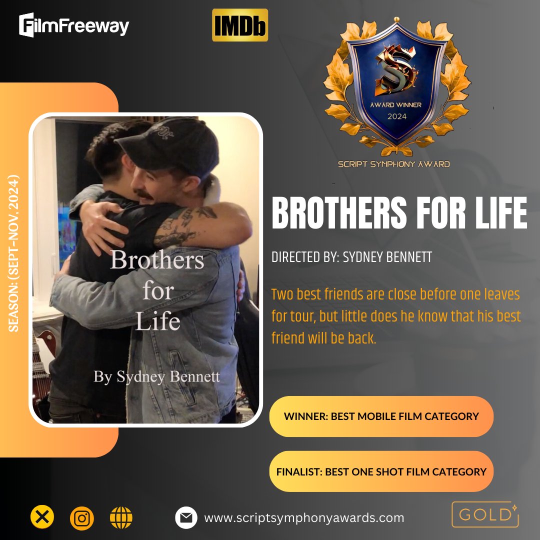 Congratulations to Sydney Bennett and all the team members for their remarkable achievement! We express our sincere gratitude for their participation in our film festival. We eagerly anticipate their future accomplishments.
#BrothersForLife #winner #MobileFilm #Oneshotfilm #SSA