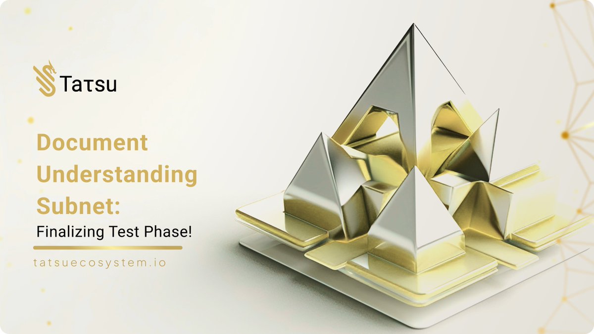 Document Understanding Subnet: Finalizing Test Phase!

We are pleased to announce that after a rigorous testing period on the Bittensor testnet, we are concluding the testing phase for $TATSU Document Understanding subnet. Our trials have provided us with a wealth of data and