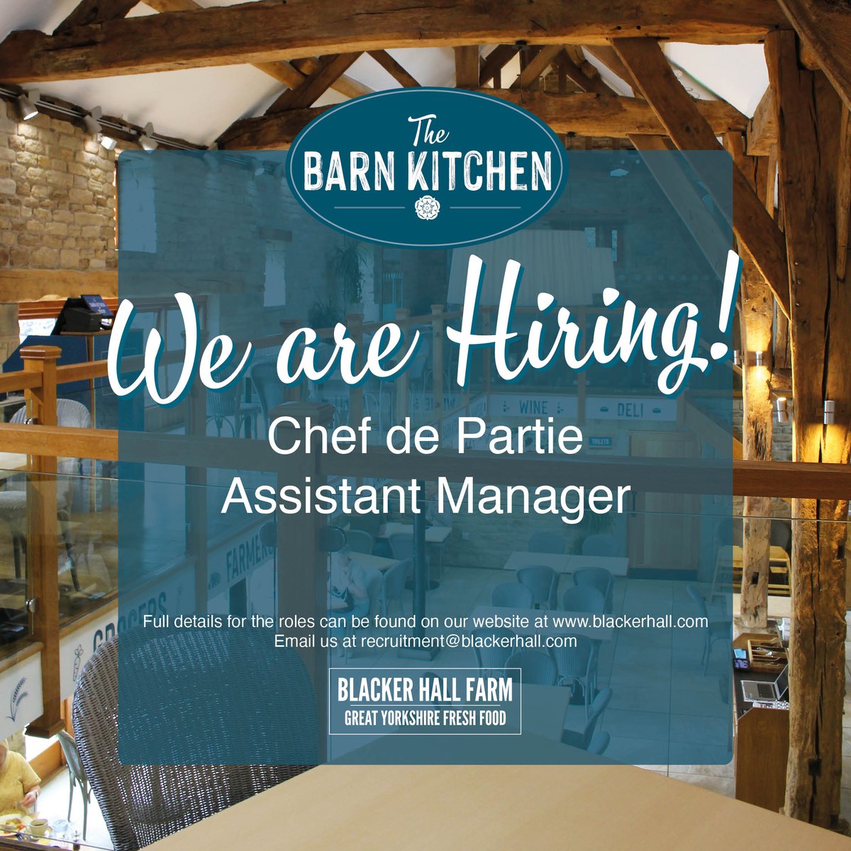 BlackerHallFarm (@blackerhallfarm) on Twitter photo ⭐ WE'RE RECRUITING! ⭐ I
👨🍳 Chef de Partie in the Barn Kitchen (day time hours only)
💁 Assistant Restaurant Manger in the Barn Kitchen (day time hours only)
FIND OUT MORE ABOUT EACH ROLE HERE > blackerhallfarmshop.co.uk/pages/jobs
TO APPLY: Please email > recruitment@blackerhall.com ⭐ WE'RE RECRUITING! ⭐ I
👨🍳 Chef de Partie in the Barn Kitchen (day time hours only)
💁 Assistant Restaurant Manger in the Barn Kitchen (day time hours only)
FIND OUT MORE ABOUT EACH ROLE HERE > blackerhallfarmshop.co.uk/pages/jobs
TO APPLY: Please email > recruitment@blackerhall.com
