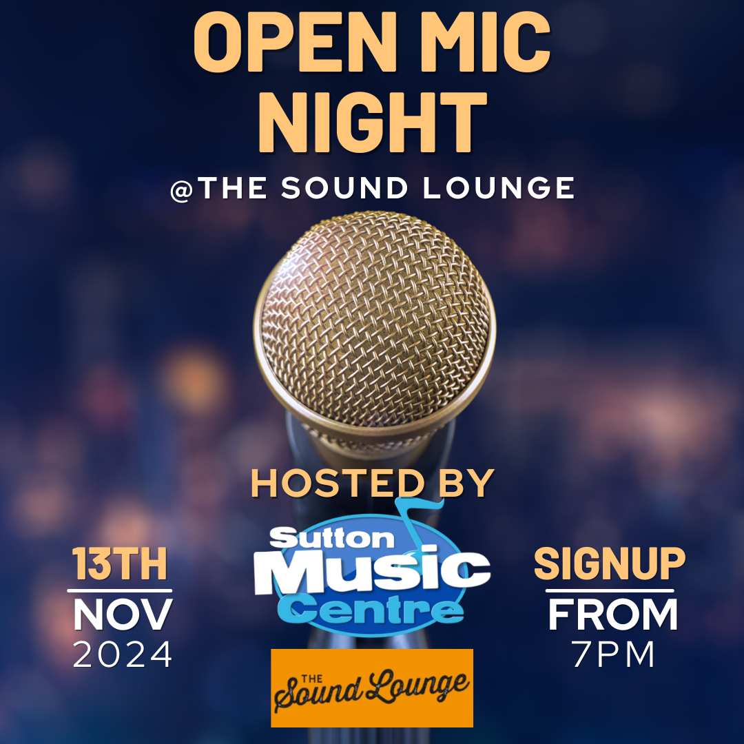 The Sound Lounge (@soundloungecic) on Twitter photo The Sutton Music Centre <a href="/suttonmusic1/">Sutton Music Centre</a> are hosting a special #OpenMic night at the <a href="/soundloungeCIC/">The Sound Lounge</a> on Wednesday November 13th.
Open to musicians and spoken word artists of all ages.
Performer sign-up from 7pm. #FREEENTRY!
More info and tickets: vivenu.com/event/sutton-m… The Sutton Music Centre <a href="/suttonmusic1/">Sutton Music Centre</a> are hosting a special #OpenMic night at the <a href="/soundloungeCIC/">The Sound Lounge</a> on Wednesday November 13th.
Open to musicians and spoken word artists of all ages.
Performer sign-up from 7pm. #FREEENTRY!
More info and tickets: vivenu.com/event/sutton-m…