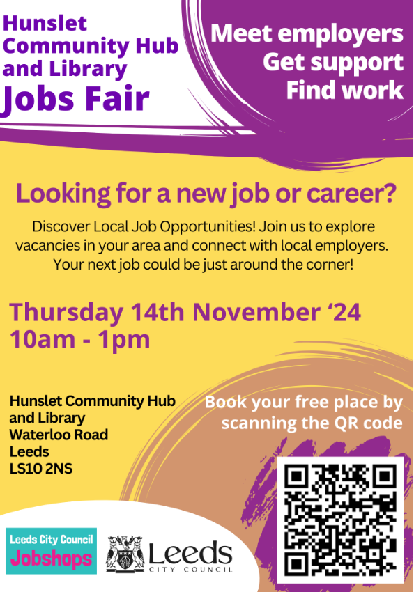 Are you looking for a new challenge? Come along to our Jobs Fair, Thursday 14th November 10am-1pm