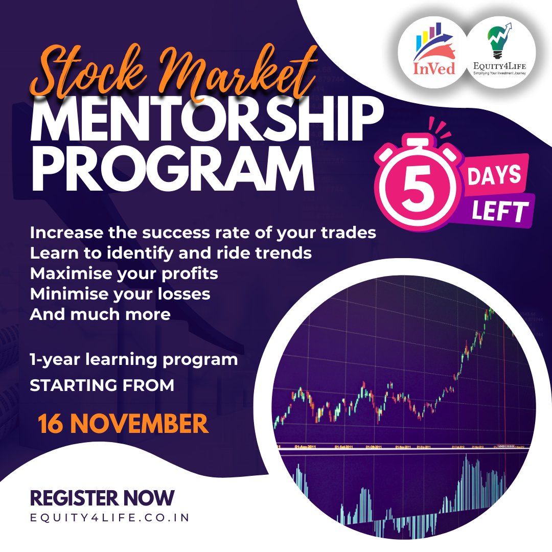 InVed® Equity4Life® (@inved_e4l) on Twitter photo ✅ Stock Market MENTORSHIP program
✅ Duration :- 1 Year
✅ Investing + Trading Module registration Link:- equity4life.co.in/courses/detail…
✅ Investing Module registration Link:- equity4life.co.in/courses/detail…
✅ Start from 16 November 2024
✅Mentors: <a href="/Rishikesh_ADX/">Rishikesh Singh</a> , <a href="/Investor_Mohit/">Mohit Jangir</a> , ✅ Stock Market MENTORSHIP program
✅ Duration :- 1 Year
✅ Investing + Trading Module registration Link:- equity4life.co.in/courses/detail…
✅ Investing Module registration Link:- equity4life.co.in/courses/detail…
✅ Start from 16 November 2024
✅Mentors: <a href="/Rishikesh_ADX/">Rishikesh Singh</a> , <a href="/Investor_Mohit/">Mohit Jangir</a> ,