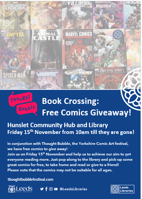 We are working with Thought Bubble to get people reading more so pop along from 10am Friday 15th November to pick up a free comic #readingisgreat