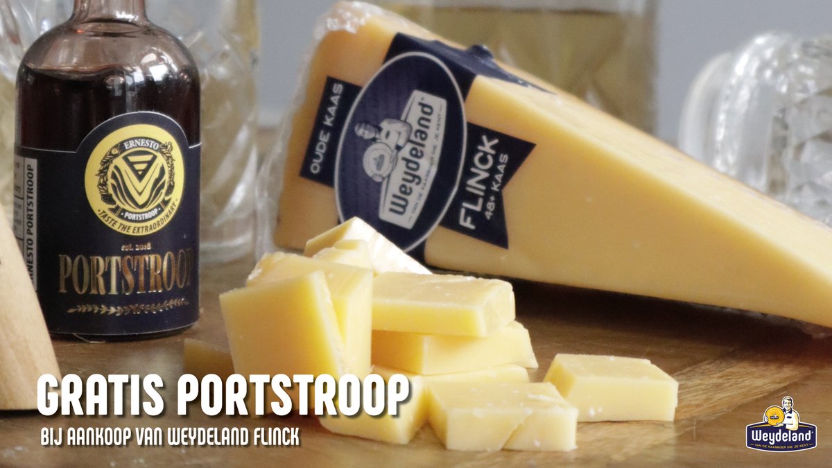 Profiteer vanaf volgende week van deze té lekkere actie bij jouw Weydeland verkooppunt: Gratis portstroop bij aankoop van Weydeland Flinck*! De Ernesto portstroop is heerlijk in combinatie met de oude kaas Weydeland Flinck!  *voorwaarden kunnen verschillen per verkooppunt.