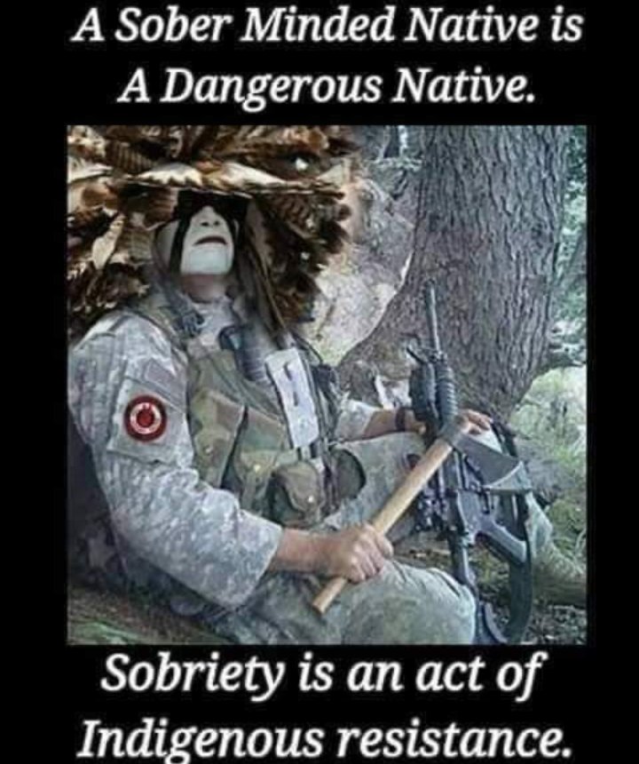 SpottedElk7's tweet photo. Stay strong in your Sobriety. Work on healing your Trauma. Remember a majority of their politicians are alcoholics and pill poppers. They can Never match Our Resistance! ✊🏽
#IntergenerarionalTrauma 
#IntergenerationalHealing
#NativeAmericanHeritageMonth https://t.co/UubHQua98h