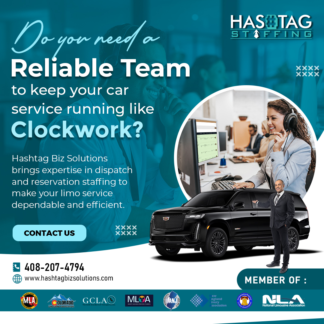 HashtagBizSolu3's tweet image. Hashtag Biz Solutions specializes in providing top-tier dispatch and reservation staff to the limousine industry. 
Contact us today to know more!
hashtagbizsolutions.com/staffing

#LimoStaffing #DispatchExperts #Reservations #HashtagBizSolutions #LimoService #StaffingExcellence