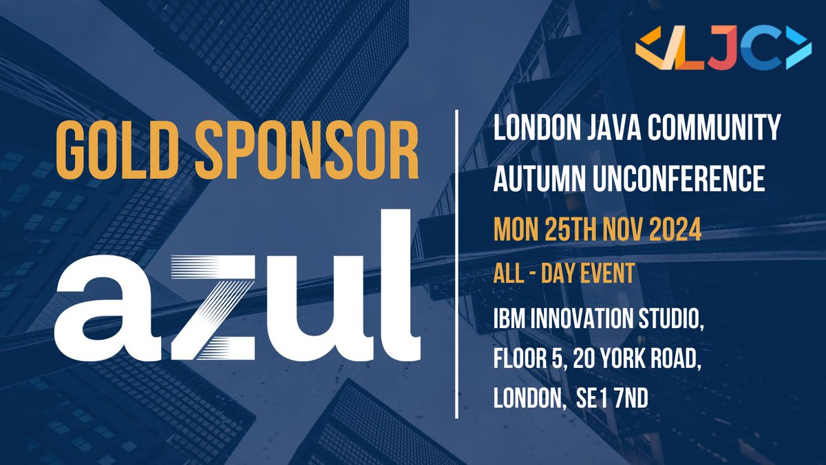 ljcjug's tweet photo. The LJC would like to thank @azul for supporting the Autumn Unconference.

We're grateful for your partnership!

Book your tickets here: https://t.co/0X3Zw9AB5j https://t.co/afexcTNI1d