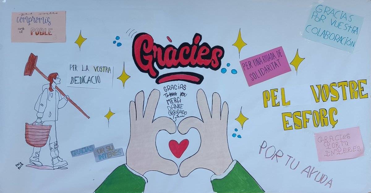 Mi IES està al costat d'Aldaia, i molt alumnat ha anat estos dies a ajudar, i altre s'han vist afectats. Hui els rebem amb un mural, inclòs el dibuix de <a href="/paco_roca/">Paco Roca</a> (que a més dona nom a la nostra biblioteca 😊)