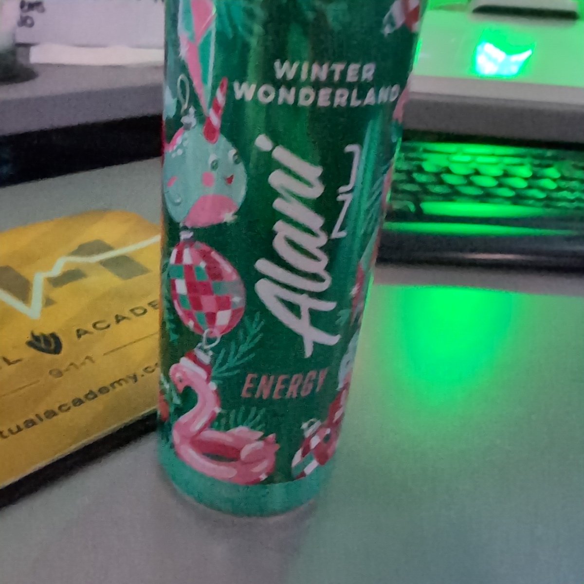 fluffytdow's tweet photo. Work day starting with @AlaniNutrition new #winterwonderland flavor. It's ok, but I still miss my #witchesbrew flavor. Now time to rock the console. https://t.co/D5C8GfqrB6