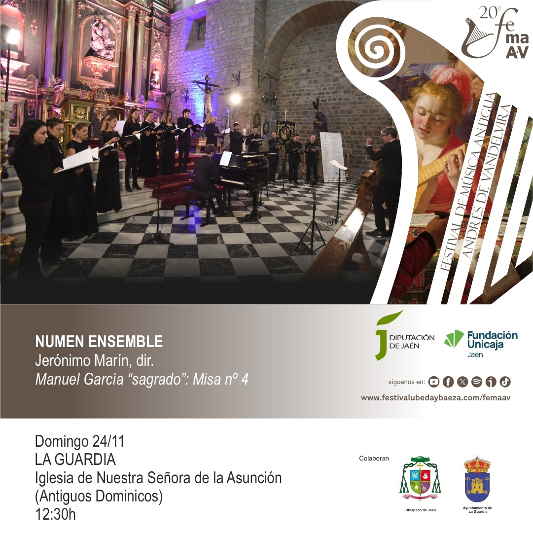 #Cultura 

🎻 El #Festival de Música Antigua "Andrés de Vandelvira" vuelve a #LaGuardiadeJaén de la mano de Numen Ensemble.

📅 Domingo, 24 de noviembre.
📍 Iglesia de Nuestra Señora de la Asunción.
🕧 12:30.

🎟 Entrada libre. 

<a href="/Fest_UbedaBaeza/">FestivalUbedayBaeza</a>
<a href="/dipujaen/">Diputación de Jaén</a>