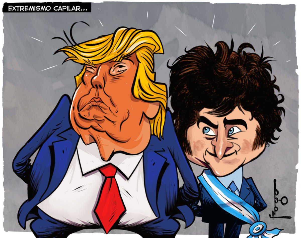 Charge publicada em GZH e Zero Hora.
#charge #desenhodeimprensa #fragadesenhos #ilustracao #desenho #extremadireita #conservadores #milei #trump #orange #supremacista #latinos #presidentes