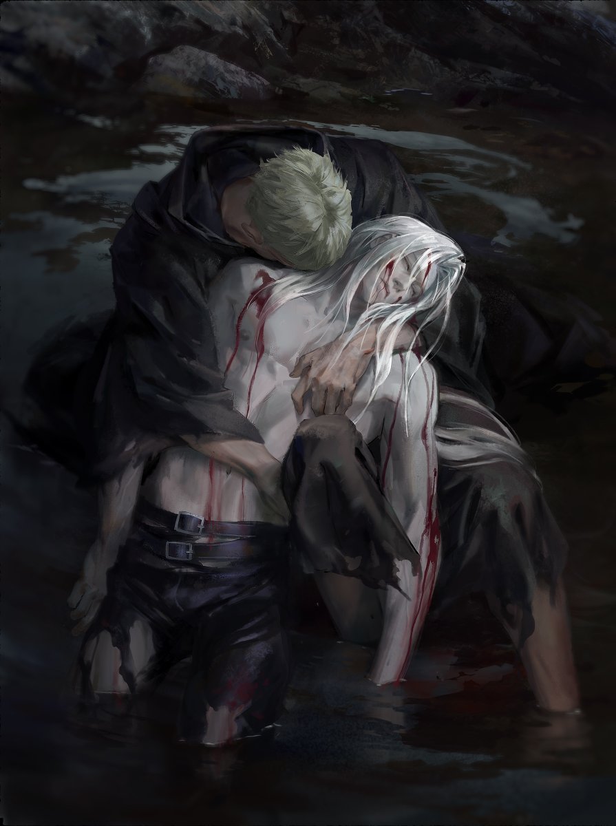 #GlennLodbrok #Sephiroth #GlennSephy #グレセフィ

It's not over.

画到一半才发现这张图和渡鸦王女神 <a href="/ravencrown_J/">渡鸦王</a> 写的"鱼"产生了重合性， 遂盗取美文一小段！

"He lay on the cobblestone riverbank, his skin pallid from blood loss. Yet it seemed he had not fully died; the subcutaneous