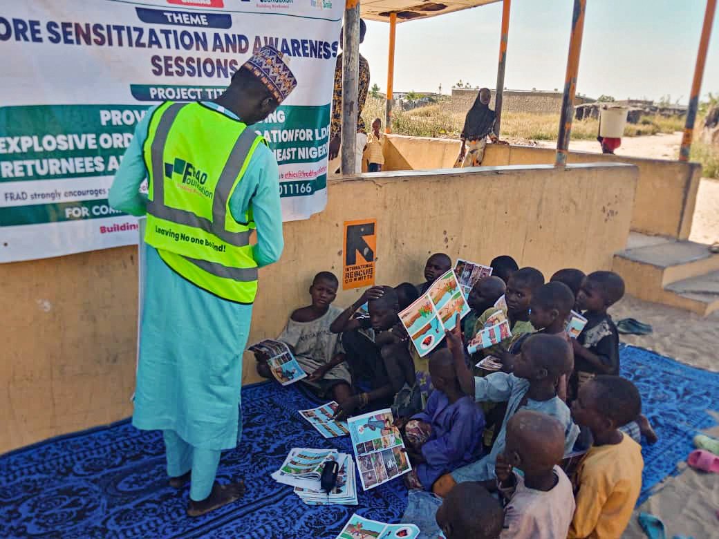 FutureResilien1's tweet photo. In the Verge to Protect #LDPs, Returnees, @FutureResilien1 carried out an Explosive Ordnance Risk Education #EORE sensitization session in (Northeast) Monguno LGA, Borno State. https://t.co/YT6TGENqwk