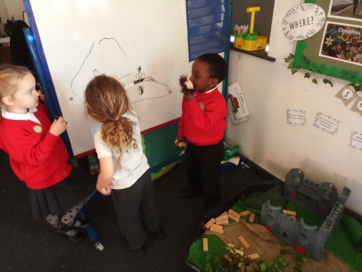 GCPFS2's tweet image. We have been retelling the story of The Selfish Giant this morning in the small world and drawing scenery on the board to enhance it.@PrimaryGreat #gcpearlyyears #gcpliteracy