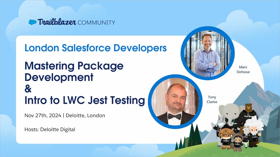 London, UK Salesforce Developers (@londevsfdc) on Twitter photo Can you believe itโs already November?
Well we're back with the usual mix of networking, fun, and even some swag to give away.
Weโll have a look at Package Development with Marc Defosse + LWC Jest testing with Tony Clarke.
trailblazercommunitygroups.com/e/mja56c/
โฅ๏ธ to hosts <a href="/DeloitteDigital/">Deloitte Digital</a> Can you believe itโs already November?
Well we're back with the usual mix of networking, fun, and even some swag to give away.
Weโll have a look at Package Development with Marc Defosse + LWC Jest testing with Tony Clarke.
trailblazercommunitygroups.com/e/mja56c/
โฅ๏ธ to hosts <a href="/DeloitteDigital/">Deloitte Digital</a>