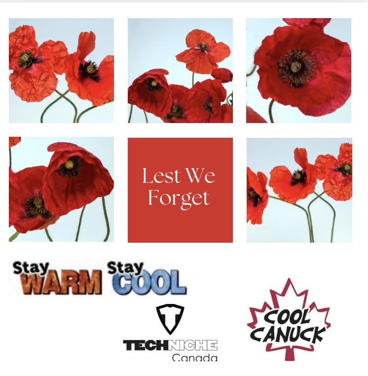 CoolCanuckCorp's tweet photo. Remembering and honouring those who fought for us today. ♥️#rememberanceday #canada #coolcanuck #staywarmstaycool #technichecanada #remember https://t.co/JFpSB0LGWF