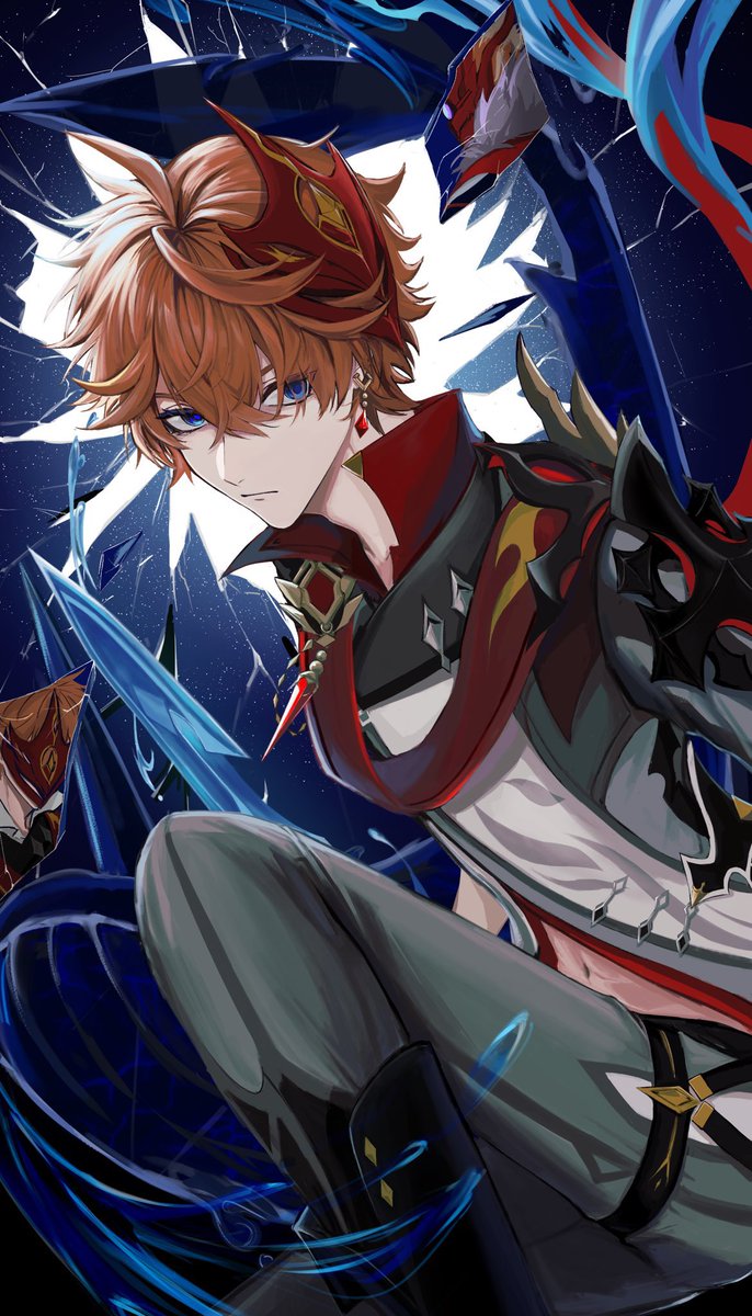 #タルタリヤ実装4周年 #childe #tartaglia 
おめでとう🎊🎉これからも最高の相棒でいてくれ～