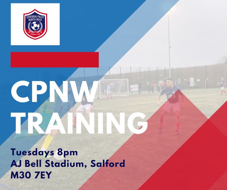 Cerebral Palsy Sport (@cp_sport) on Twitter photo CP North-West are seeking players to join their CP Adult (16+) team for the current season in the National CP Football League.
Pathway to the FA Disability Cup, played at St George’s Park ⚽️🏴🏟️
To find out more, please email lee.burke183@gmail.com or call Lee on 07983 554215. CP North-West are seeking players to join their CP Adult (16+) team for the current season in the National CP Football League.
Pathway to the FA Disability Cup, played at St George’s Park ⚽️🏴🏟️
To find out more, please email lee.burke183@gmail.com or call Lee on 07983 554215.