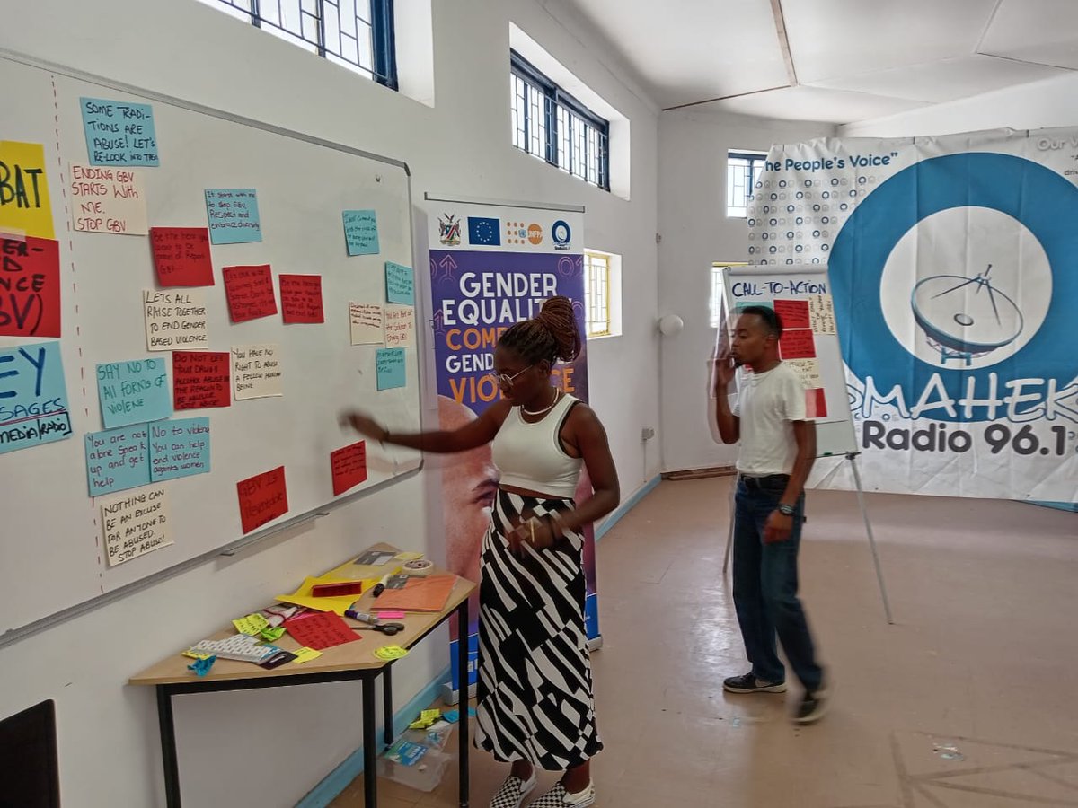 UNFPA_Namibia's tweet photo. Last week, Omaheke Radio, w/support of @EUinNamibia &amp; @UNFPA, conducted a 2-day Gender-Based Violence orientation workshop for radio staff and correspondents. The workshop aimed to promote informed &amp; responsible reporting while fostering a supportive environment for survivors. https://t.co/pv7yUC51D4