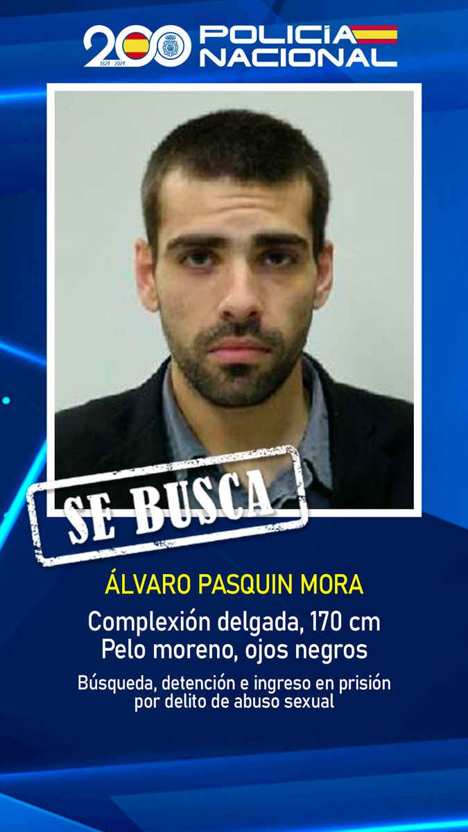 #SeBusca‼️

Lo estamos buscando desde 2020 por un #delito contra la libertad sexual

Tiene 32 años y mide 1,70 m, es de complexión delgada, moreno de pelo, piel blanca y ojos negros

Está #tatuado en ambos costados, piernas y antebrazos y  en el pecho tiene un tatuaje en la que