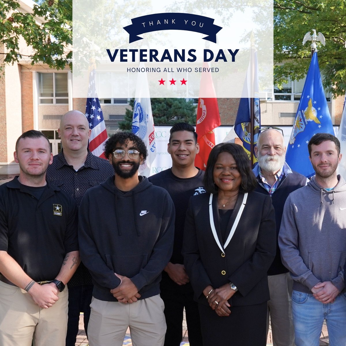 🇺🇸 In honor of #VeteransDay, RCC will be closed as we recognize and thank all who have served. Special shoutout to our student, faculty, and staff veterans for their dedication to our campus and country. We are grateful for your service! 🙏