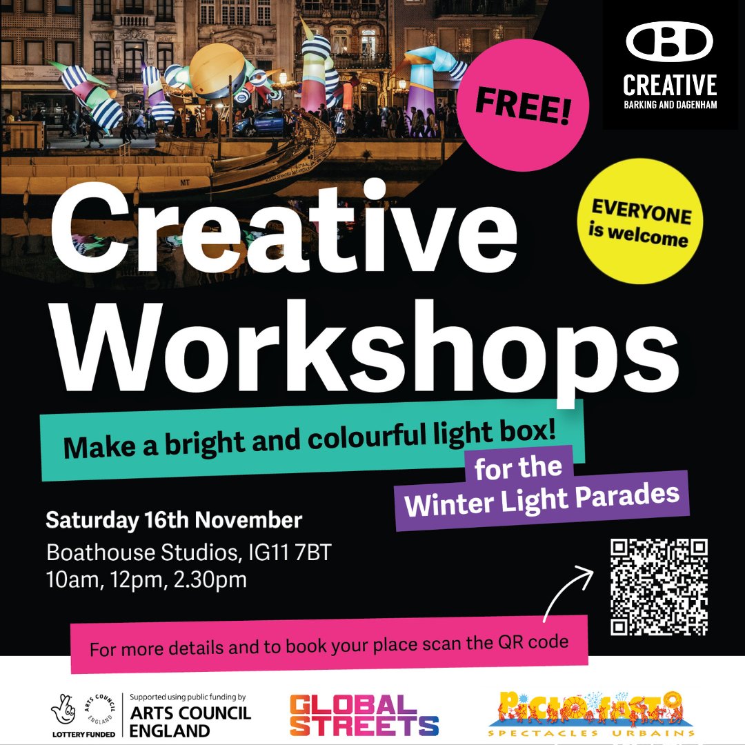 🚨 Last chance to create your own lightbox for the Winter Light Parades🚨 We're taking over our home, The Boathouse Studios in Barking from 10am

Tap to register: eventbrite.com/cc/free-creati…?