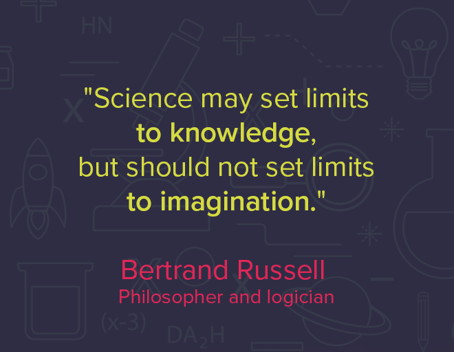 gsc1's tweet photo. #ScienceQuoteOfTheWeek
"Science may set limits to knowledge, but should not set limits to imagination."
Bertrand Russell - Philosopher and logician https://t.co/e7jDrPWNjM