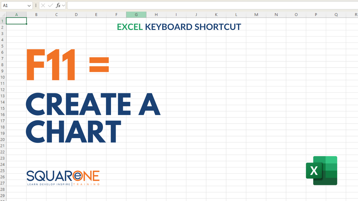 SQOneTraining's tweet image. Press the F11 key to create a chart. This chart will be placed in a new worksheet.

Or if you want to insert a chart on the same worksheet press Alt + F1

Click for more tips: squareonetraining.com/pages/blog

#exceltips #exceltipsandtricks #excelshortcuts #keyboardshortcuts #shortcutkeys