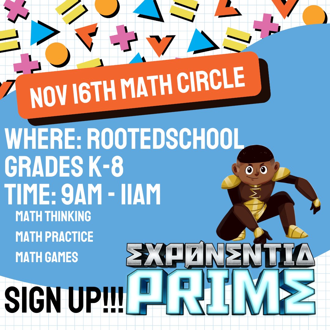 ExponentiaPrime's tweet image. Indianapolis families! 📣 Join us for Exponentia Prime’s Math Circle on Nov 16! 🧠✨ A fun, hands-on math experience for young problem-solvers, filled with games, puzzles, and real-world math skills! RSVP on our website! #ExponentiaPrime #MathCircle #IndyFamilies