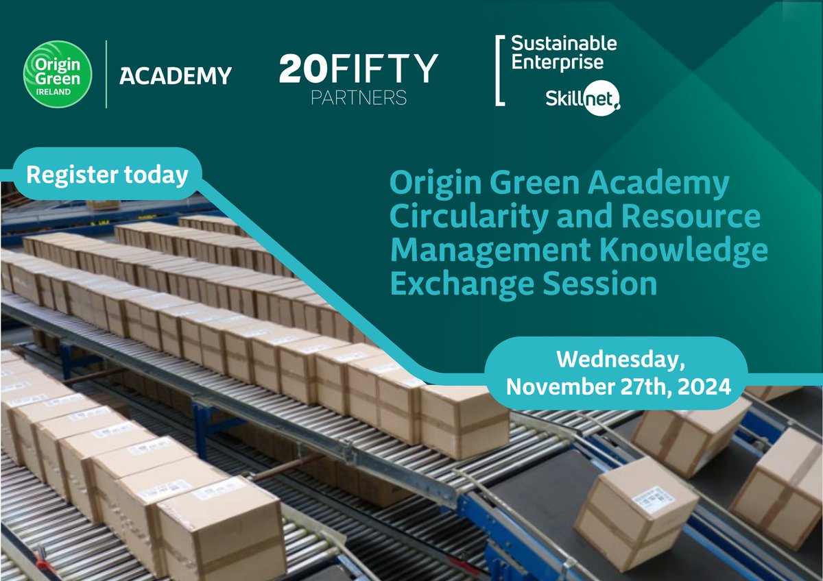 Bord Bia is inviting you to the Origin Green Knowledge Exchange Series focusing on Circularity and Resource Management in the Irish Food and Drink Sector on Wednesday, November 27th 9:30am - 1:00pm, D08 KD91.
To learn more about this series, visit: bit.ly/3NPQU7p